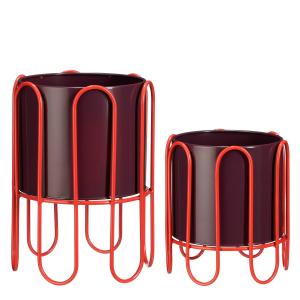 Lote de 2 jardineras de metal rojo alt. 35