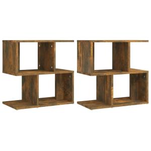 Lote de 2 mesitas de noche contrachapada madera marrón 50x3…