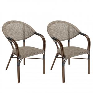Lote de 2 sillas de jardín de acero textilene color topo