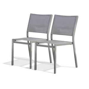Lote de 2 sillas de jardín de aluminio y lona plastificada…