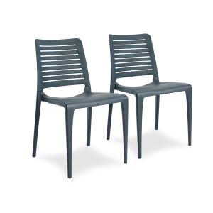 Lote de 2 sillas de jardín de polipropileno reforzado gris…