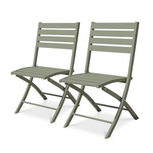 Lote de 2 sillas de jardín plegables de aluminio caqui