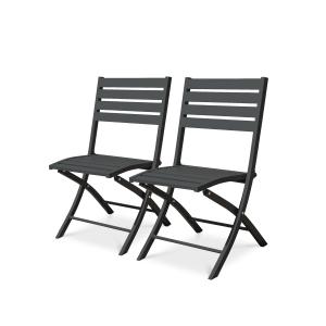 Lote de 2 sillas de jardín plegables de aluminio gris antra…