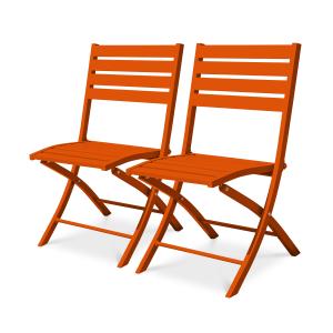 Lote de 2 sillas de jardín plegables de aluminio naranja