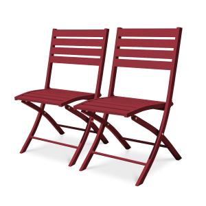 Lote de 2 sillas de jardín plegables de aluminio rojo carmí…