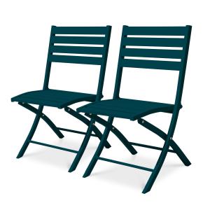 Lote de 2 sillas de jardín plegables de aluminio verde azul…