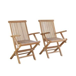 Lote de 2 sillas de jardín plegables de madera teca maciza