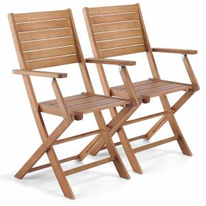 Lote de 2 sillas de madera de eucalipto