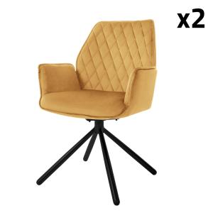 Lote de 2 sillas de terciopelo 180°, amarillo mostaza