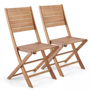 Lote de 2 sillas plegables de madera de eucalipto