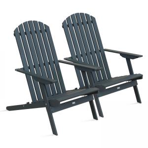 Lote de 2 sillas plegables de madera de eucalipto gris