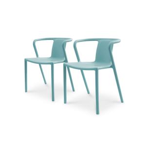 Lote de 2 sillones de jardã­n de polipropileno azul celeste…