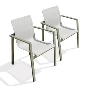 Lote de 2 sillones de jardín apilables de aluminio