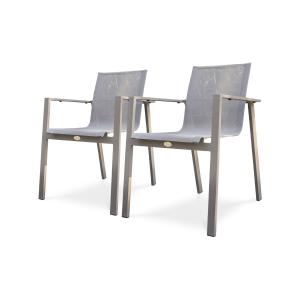 Lote de 2 sillones de jardín de aluminio y lona de plástico…