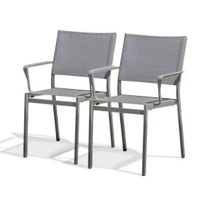 Lote de 2 sillones de jardín de aluminio y lona plastificad…