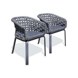 Lote de 2 sillones de jardín de cuerda tejida y aluminio