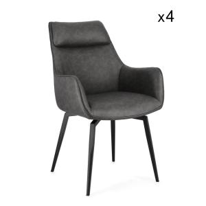 Lote de 2 sillones de piel sintética antracita y patas negr…