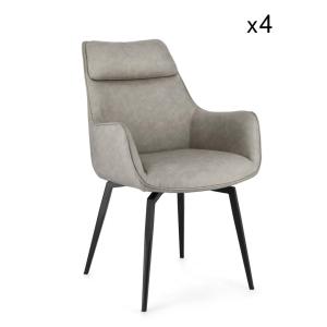 Lote de 2 sillones de piel sintética gris tórtola y patas n…