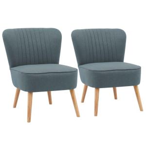 Lote de 2 sillones estilo crapaud en tela azul oscuro