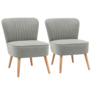 Lote de 2 sillones estilo crapaud en tela gris claro
