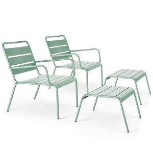 Lote de 2 sillones reclinables con reposapiés de metal verd…