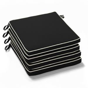 Lote de 4 cojines cuadrados lisos para sillas 40 cm negro
