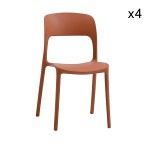 Lote de 4 sillas de polipropileno terracota, apilables