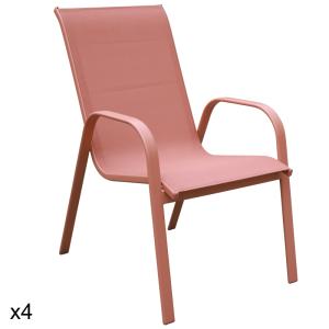 Lote de 4 sillas de textilene y aluminio terracota
