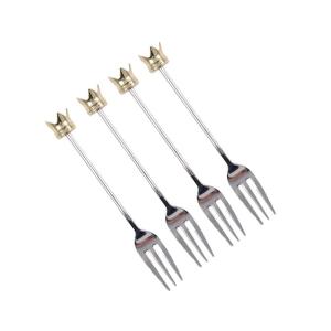 Lote de 4 tenedores de postre corona dorada