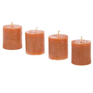 Lote de 4 velas cilíndricas naranjas h5