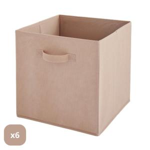 Lote de 6 cestas plegables de tela rosa 27x27x27cm