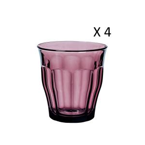 Lote de 6 - vaso de agua de 25 cl de vidrio resistente prune