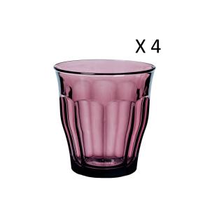 Lote de 6 - vaso de agua de 25cl de vidrio resistente prune