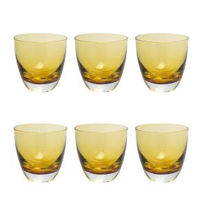 Lote de 6 vasos de agua de vidrio amarillo transparente h9