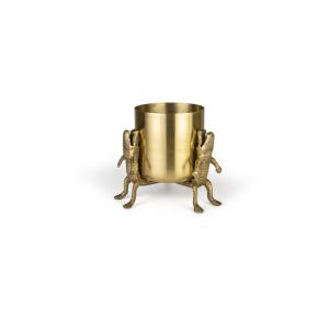 Maceta de aluminio reciclado dorado h24