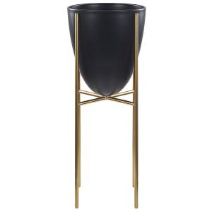 Maceta de exterior de metal negro h41