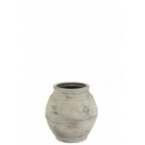 Maceta manchas cerámica blanco/gris alt. 38 cm