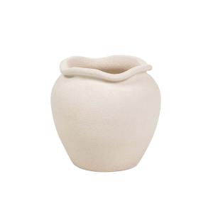 Macetero beige de cerámica 34x34x33cm