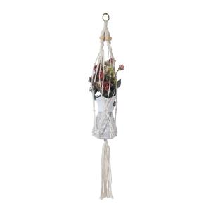 Macetero colgante de policotón beige, h 80 cm