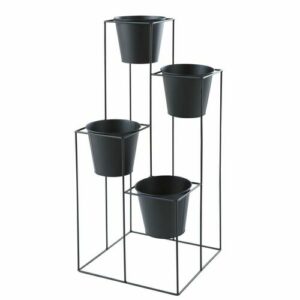 Macetero con 4 soportes de metal negro