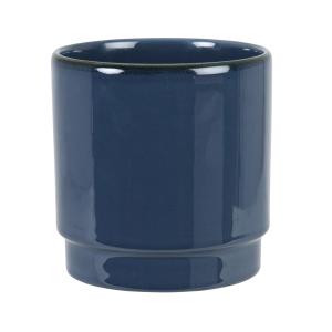 Macetero de loza azul Alt 16 cm