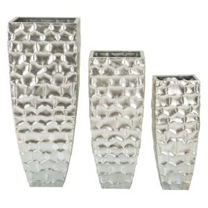 Maceteros de metal plateado cm ø 38,1x90,8-30,5x75,6-24,8x6…