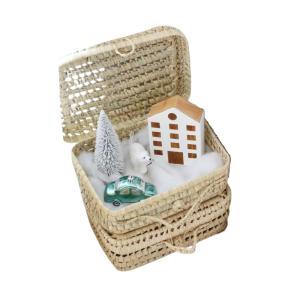 Maletin de palma marrón 12x31.5x20cm