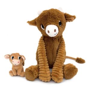 Mamá vaca de peluche y su bebé marrón