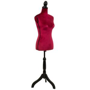 Maniquí de madera y espuma forrado de tela rojo 24x37,5x168
