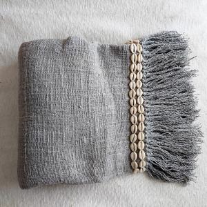 Manta de algodón con conchas, gris 140x200 cm