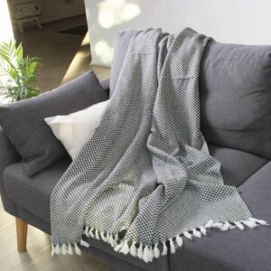 Manta de cachemir y lana gris antracita 130 x 230 cm
