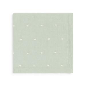 Manta de punto de algodón orgánico color azul aqua. 70x100c…