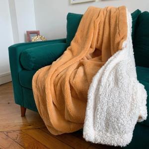 Manta de vellón imitación conejo "130x170cm  caramelo"