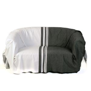 Manta para sofá de algodon con rayas negras y blancas (200…